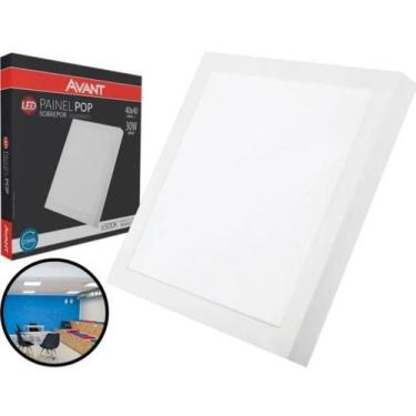 Imagem de Painel de Led Plafon Sobrepor Quadrado 30W 40x40cm Alumínio Branco Ava
