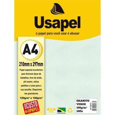 Imagem de Papel a4 granito usapel verde 180g. filiperson
