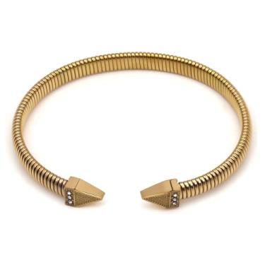 Imagem de Dorriss Pulseiras femininas com fio de cristal, joia torcida de aço inoxidável, presente vintage, 6.5in, Aço inoxidável, Sem Pedra Preciosa