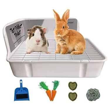 Imagem de kathson Caixa de areia de porquinho-da-índia, treinamento de penico de coelho, vaso sanitário quadrado de plástico para animais pequenos, para hamster chinchila furão ouriço gerbi