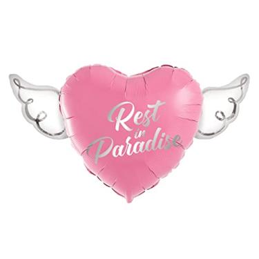 Imagem de Rest In Paradise Heavenly Balloons heart shaped with angel wings (Pink)