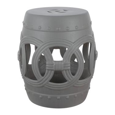 Imagem de JONATHAN Y TBL1022F Lucky Coins Banco de jardim de tambor de cerâmica chinesa de 41 cm boêmio, costeiro, campo, campo francês, tradicional, de transição para sala de estar, jardim, pátio, cinza fosco