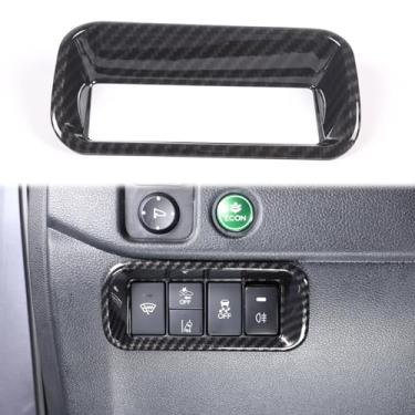 Imagem de Heutamo Capa de moldura de botão de farol de carro compatível com Honda Pilot 2016-2022/Ridgeline 2017-2023/passaporte 2019-2023, luz de neblina, ajuste de luz de neblina, acabamento da moldura do
