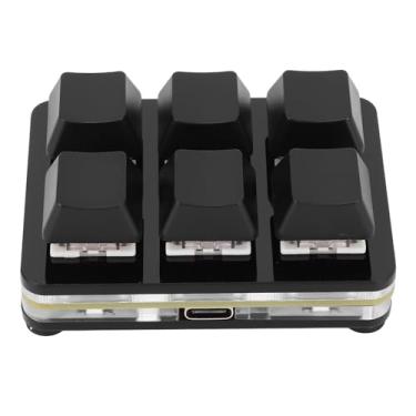 Imagem de Mini Teclado de 6 Teclas, Teclado Osu Programável Personalizado Macro Rgb Com Interruptor Vermelho, Teclado de Jogos Com Uma Mão para Escritório de Jogos (Preto)