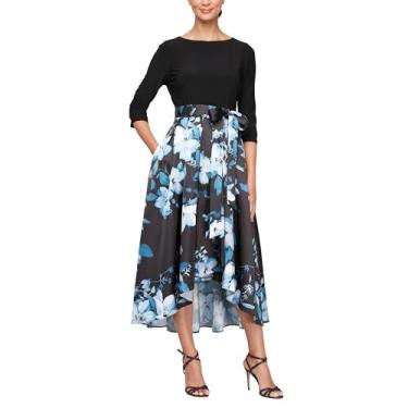 Imagem de S.L. Fashions Vestido feminino floral de manga 3/4 com bolsos, convidada de casamento, vestido de festa, (tamanho pequeno e regular), Preto Multi, 40