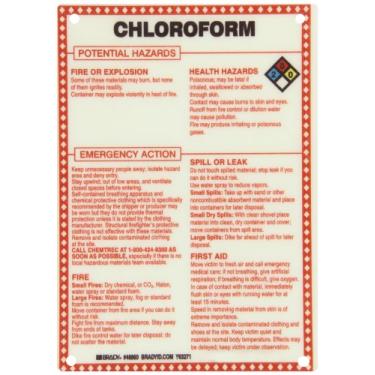 Imagem de Brady Placa de material perigoso de fibra de vidro premium 48860, 25,4 cm x 17,8 cm, legenda "clorofórmio"