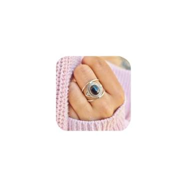 Imagem de Anel retrô vintage com pedra ônix preta para mulheres, anéis ovais de sinete de ágata para homens, joias vitorianas largas para dia de Ação de Graças, aniversário, presente de casamento, tamanho 10