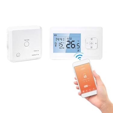 Imagem de Termostato Inteligente, Termostato Programável WiFi Com Receptor RF, Controle de Voz, Alexa, Assistente, Controle de Temperatura de Aquecimento de Caldeira a Gás, para Uso