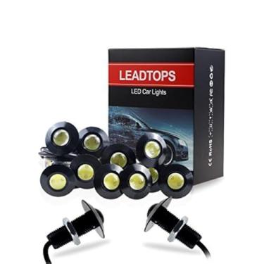 Imagem de LEADTOPS Luzes LED Eagle Eye, pacote com 10 lâmpadas DIY 12 V ultrafinas 23 mm de águia, cauda de neblina DRL, luzes de corrida diurna, kit branco para motocicleta de carro (branco, preto)