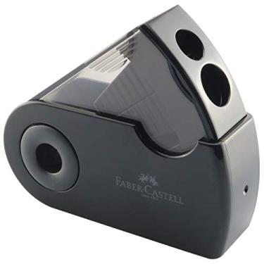 Imagem de RuiLing Apontador de lápis preto com dois furos e 2 furos para lápis e sobrancelhas, ferramentas cosméticas, artigos de papelaria para escola, escritório