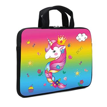 Imagem de Capa para laptop 11,6" 12,1" Neoprene Laptop Manga/Notebook Computador Bolso Capa/Chromebook/Bolsa para tablet Compatível com homens, mulheres, meninos, meninas (unicórnio)