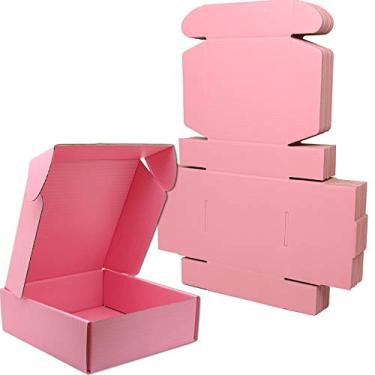 Imagem de Lmuze Caixas de transporte pequenas rosa para pequenas empresas, pacote com 25 - 15 x 15 x 5 cm caixas de papelão ondulado para embalagem de envio, presentes artesanais e produtos