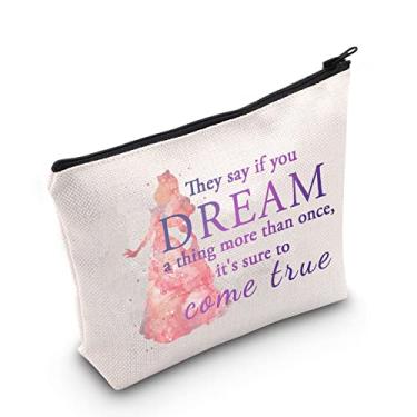 Imagem de TSOTMO Bolsa de maquiagem de conto de fadas, presente de mercadoria, beleza, princesa, presente, dizem se você sonha com algo mais de uma vez, com certeza se tornará realidade bolsa com zíper presente