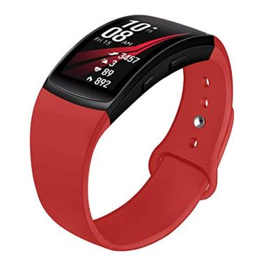 Imagem de Pulseira de substituição de silicone macio NAHAI para Samsung Gear Fit 2 e Fit 2 Pro, grande, vermelha