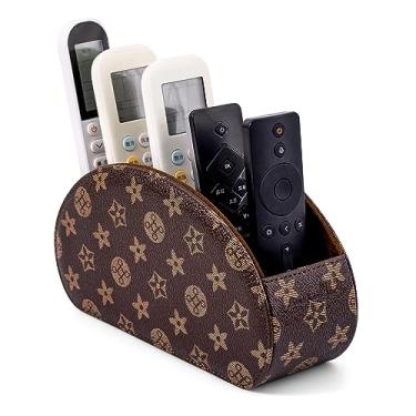 Imagem de Caixa organizadora de suporte de controle remoto com 5 compartimentos de couro sintético multifuncional para escritório, armazenamento de TV, controle remoto para reprodutor de mídia, pincel, lápis,