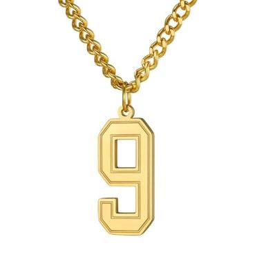 Imagem de Colar com número de joias GoldChic, colar unissex de aço inoxidável com cruz de beisebol/futebol/futebol/basquetebol com corrente de 55,88 cm + extensor de 5 cm (oferta de serviço