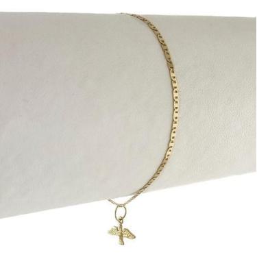 Imagem de Pulseira Feminina Ouro Pingente Espirito Santo 18 Cm 18k 750 - JOIE JO