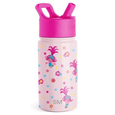 Imagem de Simple Modern Garrafa de água Kids Summit com tampa de canudo | Trolls copo de aço inoxidável de 400 ml com isolamento térmico para crianças, escola | Trolls Poppy Mashup