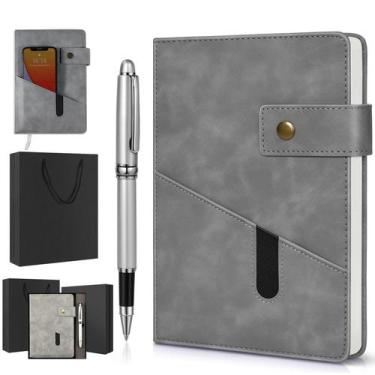 Imagem de Caderno Diário Couro Cinza A5 - 100 Páginas