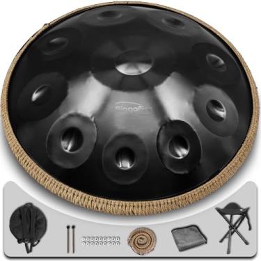 Imagem de Tambor de mão "SINGOFIRE", tambores de mão para adultos, 55 cm, 10 notas de 432 Hz, instrumento curdo menor, instrumento HandPan com bolsa macia, 2 marretas de mão, suporte de mão e pano sem poeira