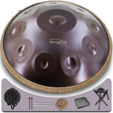 Imagem de Tambor de mão "SINGOFIRE", bateria de mão para adultos, 55 cm 432 Hz D menor, instrumento HandPan (roxo-10 notas (432 Hz), 55 cm