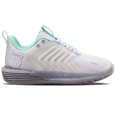 Imagem de K-Swiss Tênis feminino Ultrashot 3, Nimbus Cloud/Lilás Gray/Neon Purple, 40
