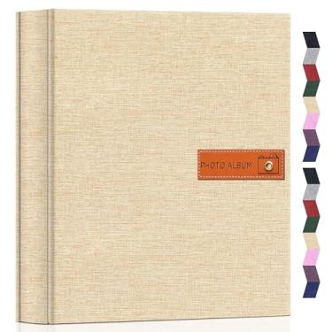 Imagem de popotop Álbum de fotos 10 x 15 cm com 1000 bolsos com etiqueta, álbuns de fotos de capa dura de linho para presentes de casamento, memória de bebê, viagem, aniversário, escola britânica, livro de