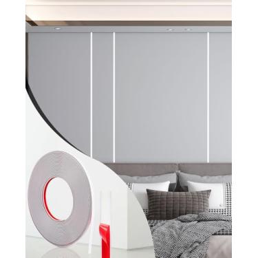 Imagem de Acabamento de descascar e colar de 1,2 m, largura de 0,6 cm, moldagem à prova d'água para bordas de paredes, bordas, molduras de janelas, azulejos de backsplash, acabamento flexível e autoadesivo