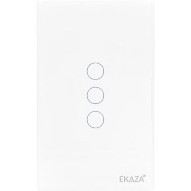 Imagem de Interruptor Inteligente Painel Touch Zigbee 3 Botões Ekaza Branco Compatíveis Alexa e Google Assistent (2)