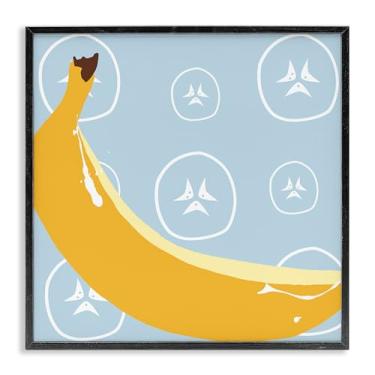 Imagem de Stupell Industries Design de arte de parede giclée emoldurado preto banana fruto brilhante por Daniela Santiago, 17 x 17