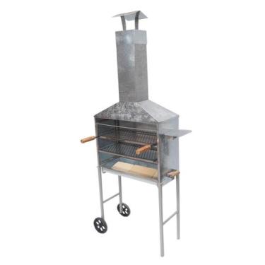 Imagem de Churrasqueira Espeto Galvanizada Chaminé Tijolos Refratári - INOX LAUR