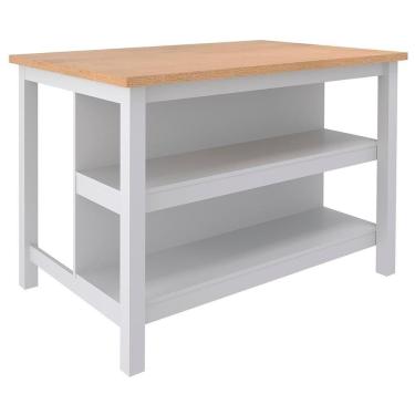 Imagem de Bancada Ilha Cozinha 2 Prateleiras 120x80 Cm Cd1019 Cinza Dtall
