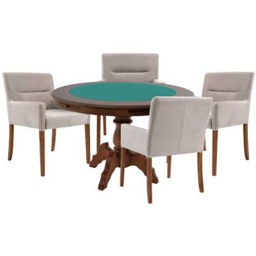 Imagem de Mesa de Jogos Carteado Redonda Montreal Tampo Reversível Imbuia com 4 