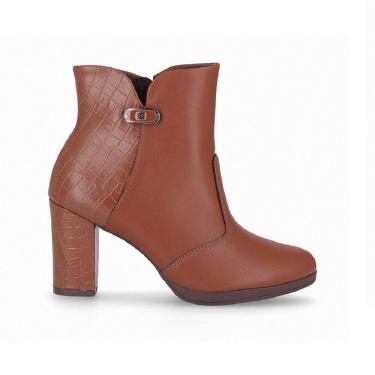 Imagem de Bota Cano Curto Salto Forrado Piccadilly 130240 Feminina - Conhaque