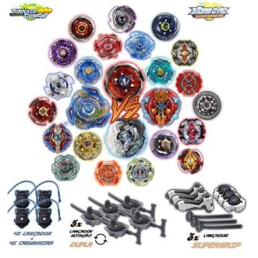 Imagem de Kit 8 Beyblade Burst Vs 4 Beyblade Metal Led + 12 Lançador + 3 Grip - 