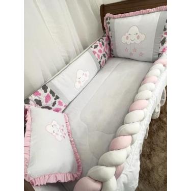 Imagem de Kit Berço Americano 10Pçs Trança Meninas meninos NUVEM - Magnus Baby, 