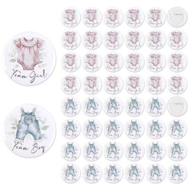 Imagem de Serencatcher Boêmio Roupas de Bebê Gênero Revelar Decorações Botões Pins, 48 peças Greenery Team Boy ou Girl Pins Emblemas para Chá de Bebê Boêmio Ele ou Ela Gênero Revelar Lembranças de Festa Jogos