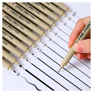 Imagem de Kit 12 Canetas Nanquim Profissional para Mangá Desenho Técnico Artístico Lettering Brush Sakura Caligrafia