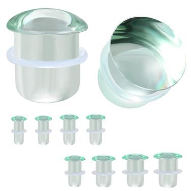 Imagem de ZS 1 par de brincos de alargador único para orelhas, alargadores de orelha de vidro sólido 6 g - 9/16 disponíveis para mulheres e homens, expansores elásticos de orelha transparente, 0g(8mm), Vidro