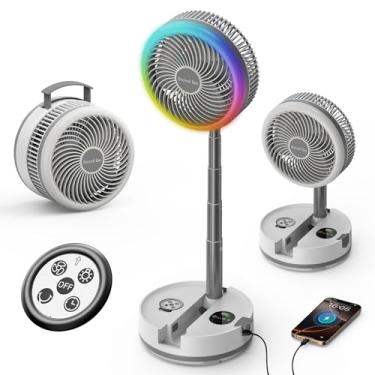 Imagem de Socool Ventilador portátil dobrável – Bateria recarregável de 40.000 mAh com 8 velocidades e 106H, 90° Ossciliating Floor Stand, Ventilador de mesa com temporizador 8H e luz LED para casa, cozinha,