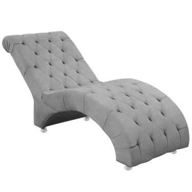 Imagem de Espreguiçadeira Recamier Divã Para Sala E Clínica Veludo Cor Cinza Claro