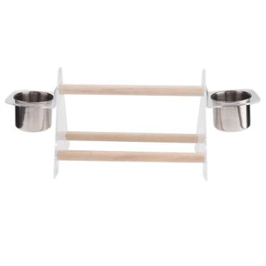 Imagem de Gaiola de Plataforma Multiuso para Papagaio de Pássaros de Estimação Com Alimentador, Material de Madeira e Plástico Não Tóxico Durável, Fácil de Instalar, Adequado para Pássaros