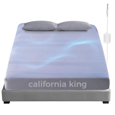 Imagem de Lençóis com elástico de aterramento, 95% algodão orgânico + 5% fibra de prata pura, lençóis aterrados com cordão de aterramento, capa de aterramento condutor para dormir melhor (cinza, California King