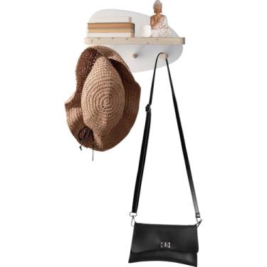 Imagem de Prateleira Cabideiro Para Hall de Entrada Orgânica Coleção Cottagecore - 20x30x11,5cm Cor:BRANCO;Tamanho:20X30X11,5 CM