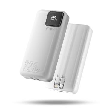 Imagem de Power Bank com cabo integrado, Carregador Portátil de 20000mAh com Carga Rápida, Múltiplas Portas, Design Leve e Proteção Inteligente para Dispositivos iOS e Android/USB/Type-C/Branco(MD-12412)