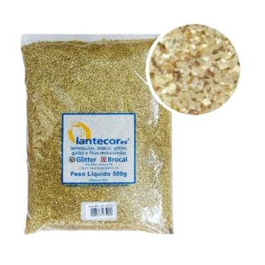 Imagem de Glitter Metalizado Amarelo Ouro Tinta De Parede 500gr - Lantecor