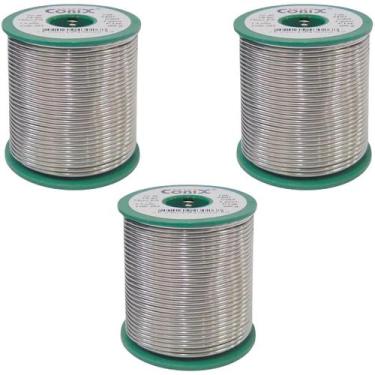 Imagem de 3 Carretel Estanho P/ Solda 40x60 Fluxo Ra 1mm 500g Cobix