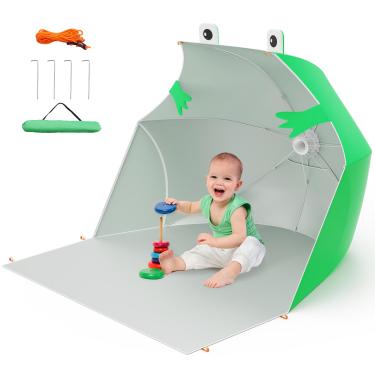 Imagem de LZEXIN Barraca de praia para bebês, tenda de sol portátil pop-up, leve, impermeável, proteção UV, abrigo de praia com bolsa de armazenamento para praias de bebês, quintal, piquenique, jardim (verde