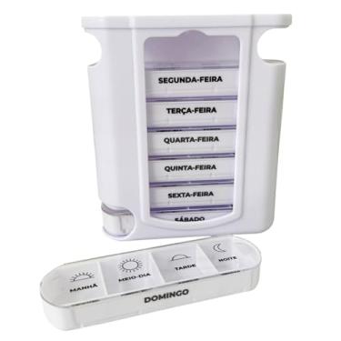 Imagem de Porta Comprimido Diário Case Organizador Suplementos Vitaminas Medicamentos (Branco)