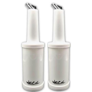 Imagem de Kit 2 Garrafas Plásticas Store`n Pour 1L Branca Licores Xarope Bar Restaurante